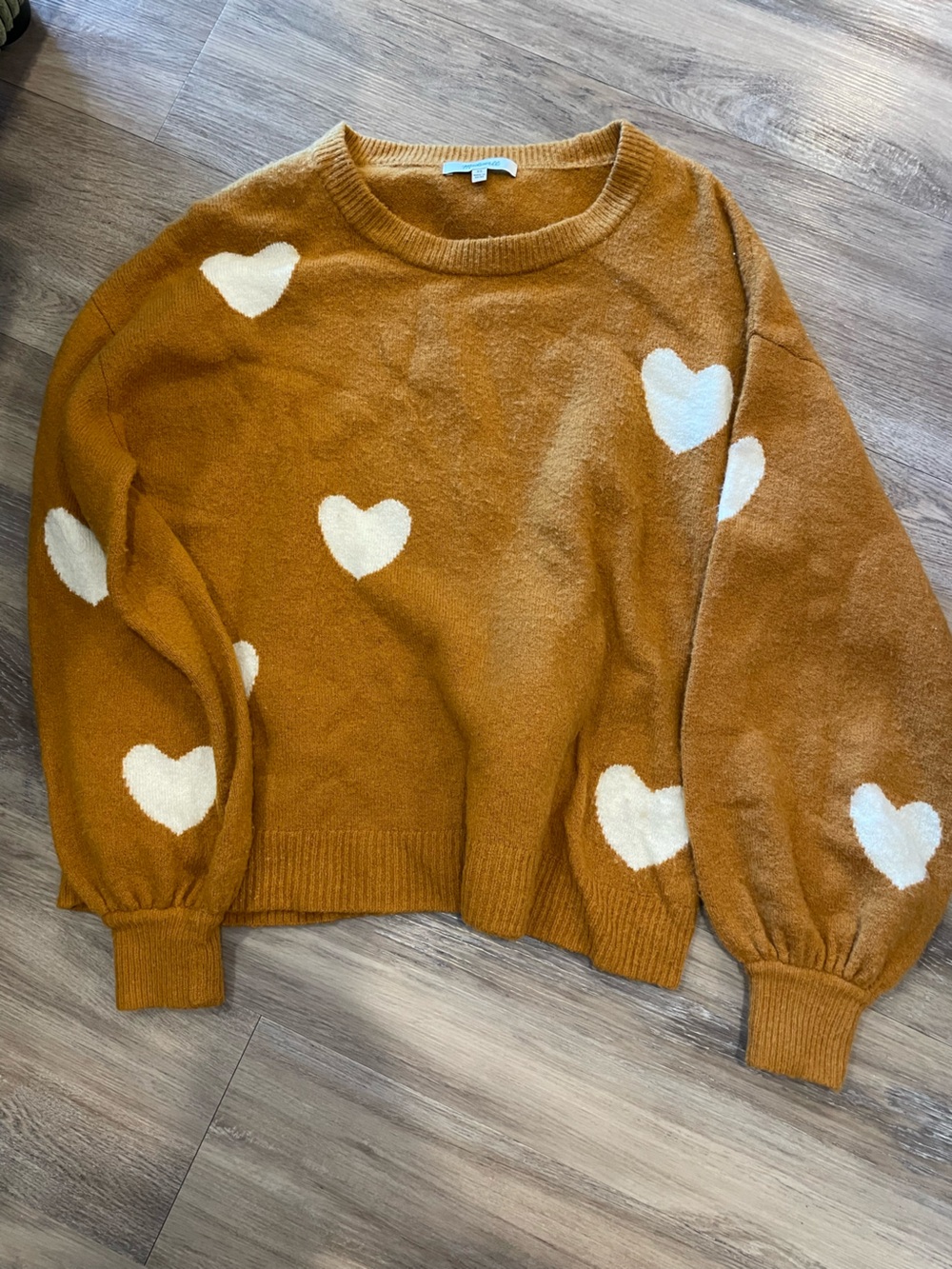 Madewell Cozy Heart Pattern Crewneck Sweater - Mustard